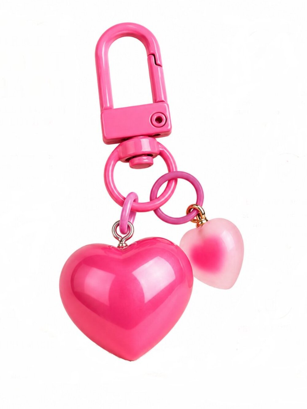 Pink Double Heart Bag Charm & Keychain